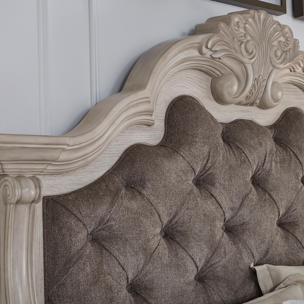 Millenium Bruchandi King Upholstered Panel Bed in Antiqued White, , large