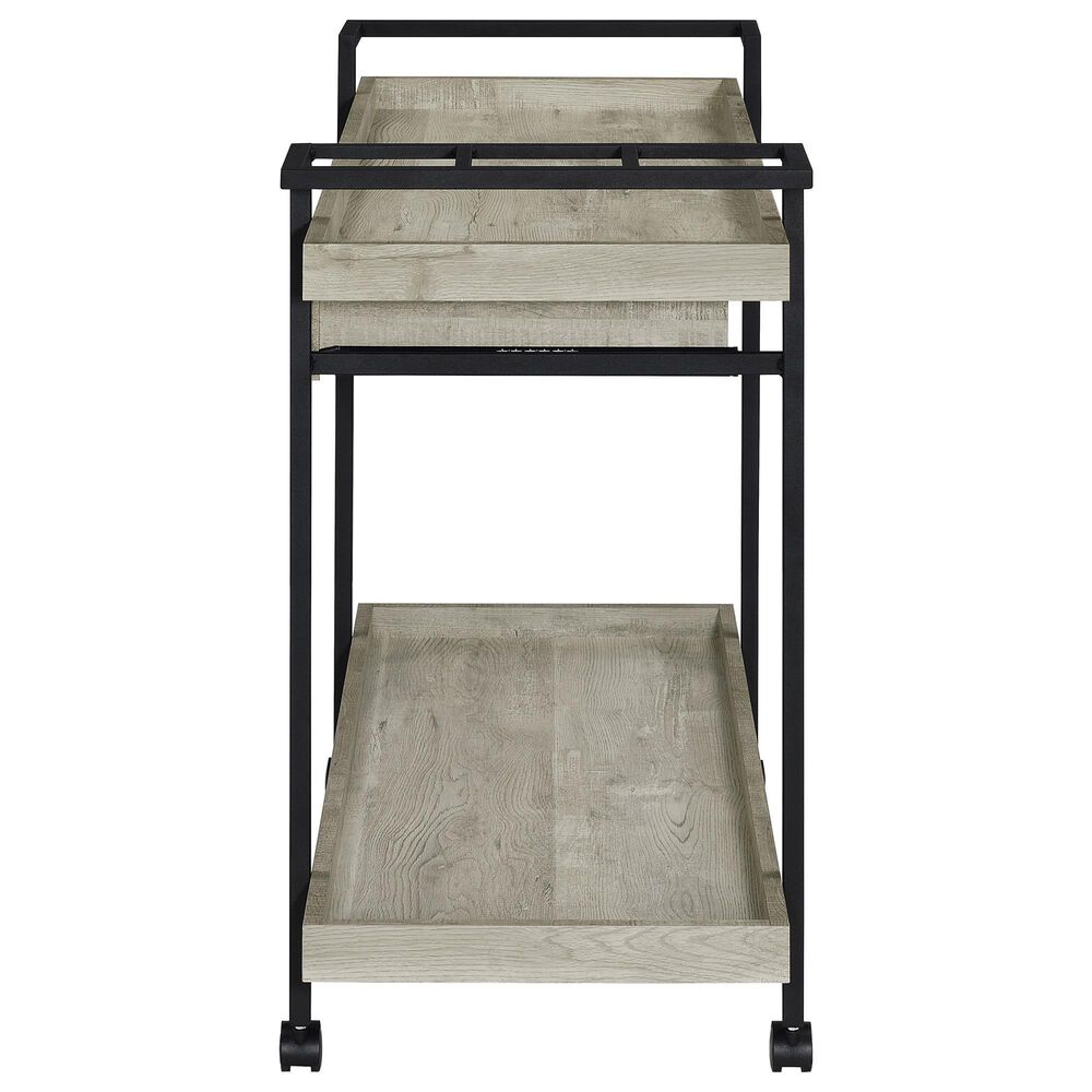 Pacific Landing Ventura Storage Bar Cart in Grey Driftwood and Black, , large