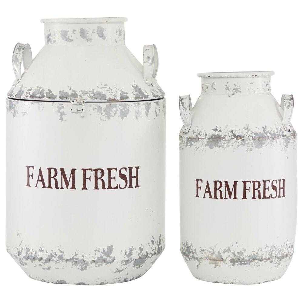 Maple and Jade Milk Can Decor in White (Set of 2), , large
