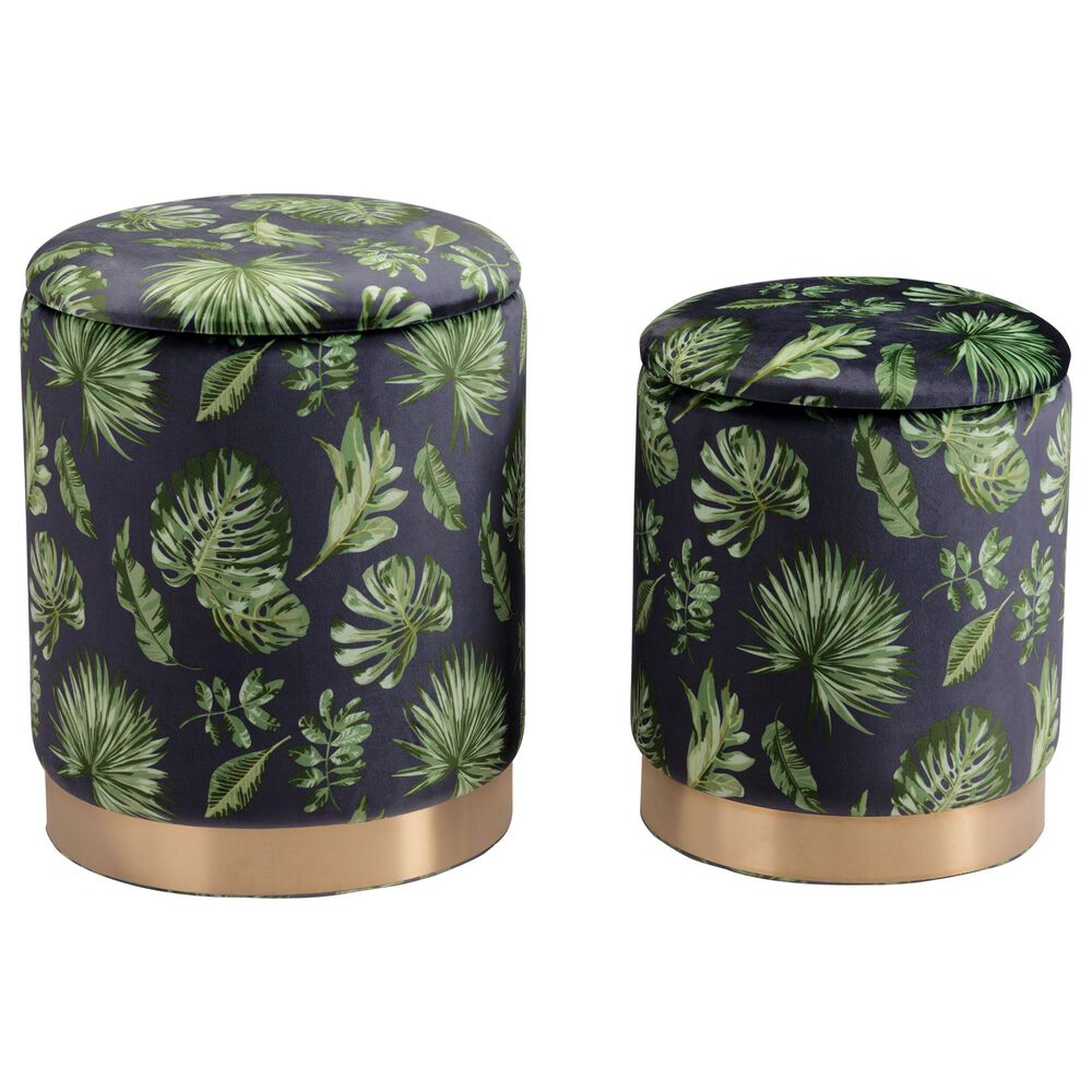 Zuo Modern Benson Storage Ottoman in Green and Gold (Set of 2), , large