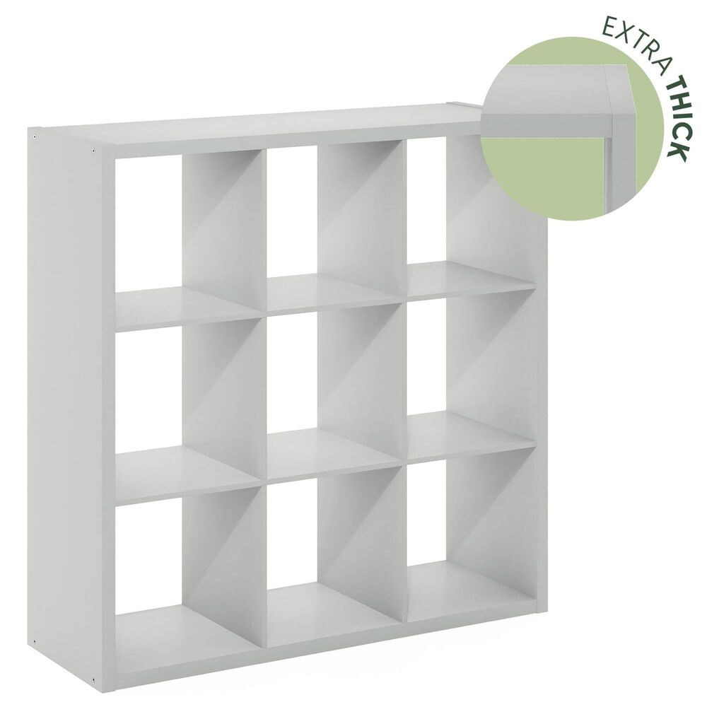 HOMLUX 9-Cube Reversible Open Back Bookshelf in Light Grey, , large