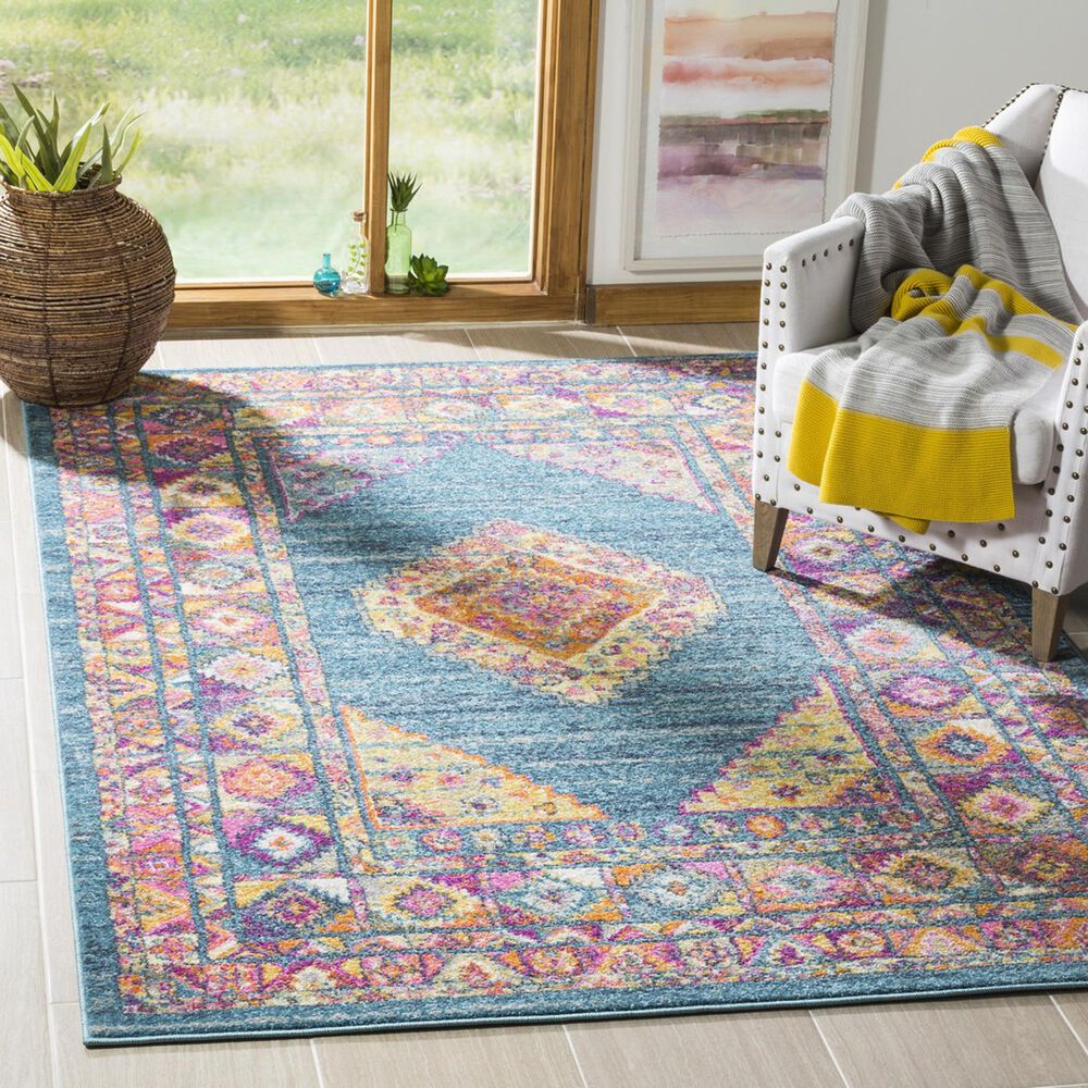 Safavieh Madison MAD133A 4&#39; x 6&#39; Light Blue and Orange Area Rug, , large