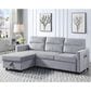 HOMLUX 81.5"W Velvet Reversible Sleeper Sectional Sofa with Storage & Side Pocket, in Light Grey, , large