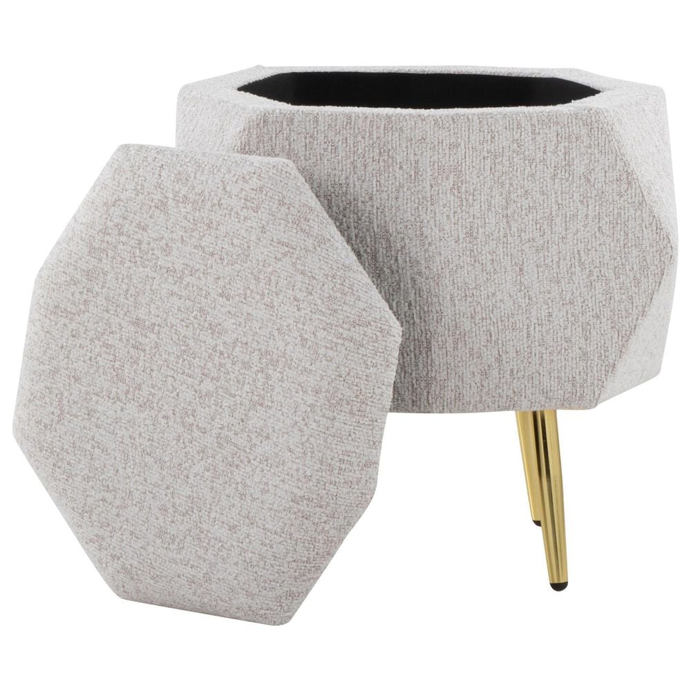 LumiSource Diamond Storage Ottoman in Light Grey, , large