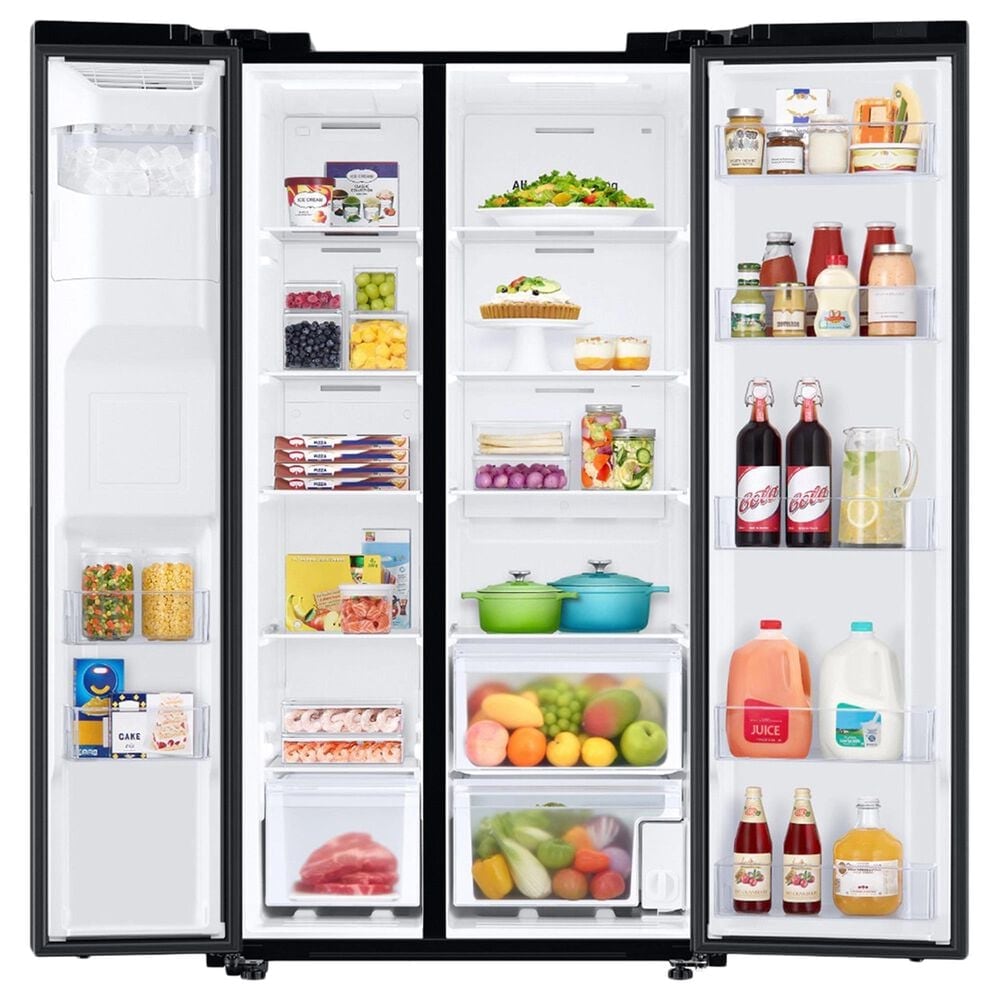 Samsung 27.4 Cu. Ft. Large Capacity Side by Side Refrigerator in Black Stainless Steel, , large