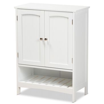 Baxton Studio Jaela 2-Door Bathroom Storage Cabinet in White, , large