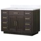 Lexora Home Abbey 48" Single Bathroom Vanity in Brown Oak with 2 cm White Carrara Marble Top and Rectangular Sink, , large