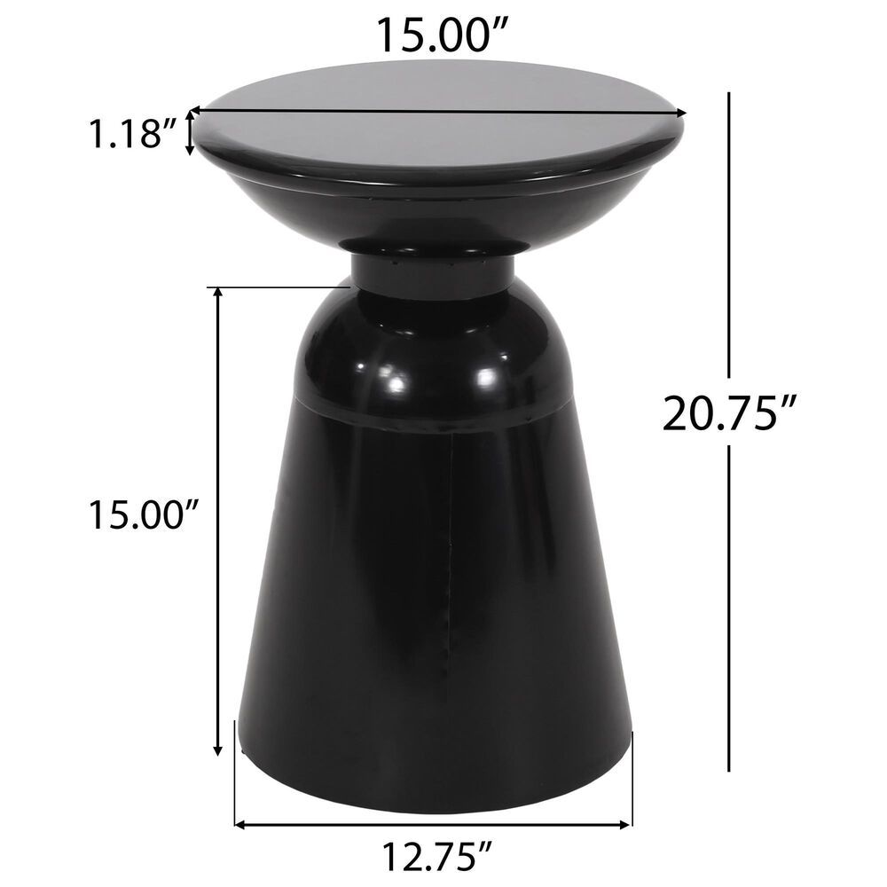 Hearth and Haven Large Patio End Table with Circular Design in Black, , large