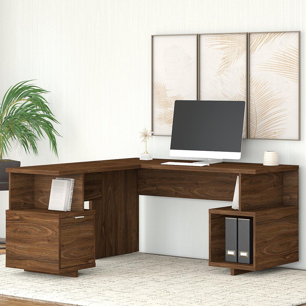 Bush Madison Avenue 60" L-Shaped Desk in Modern Walnut, , large