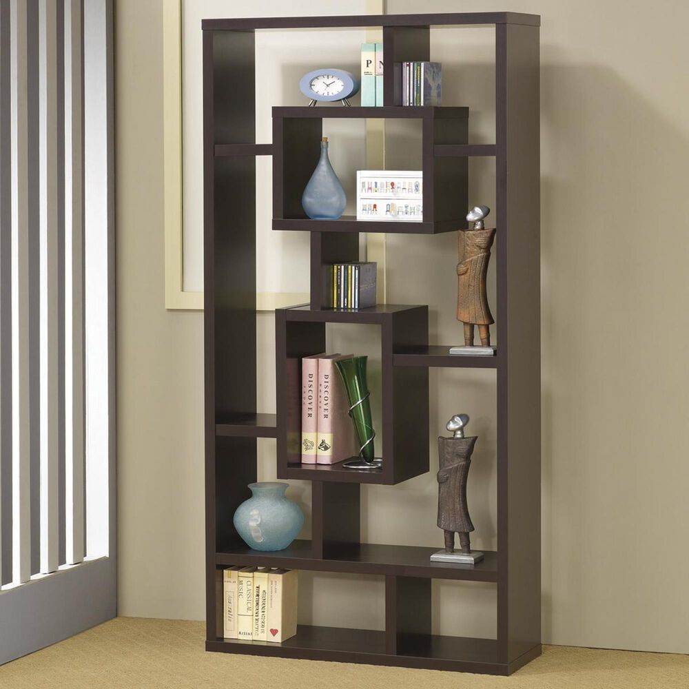 Pacific Landing Bookshelf in Cappuccino with Rectangular Shelves, , large