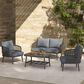Hearth and Haven 4-Piece Patio Conversation Set with Gray Cushion in Black, , large