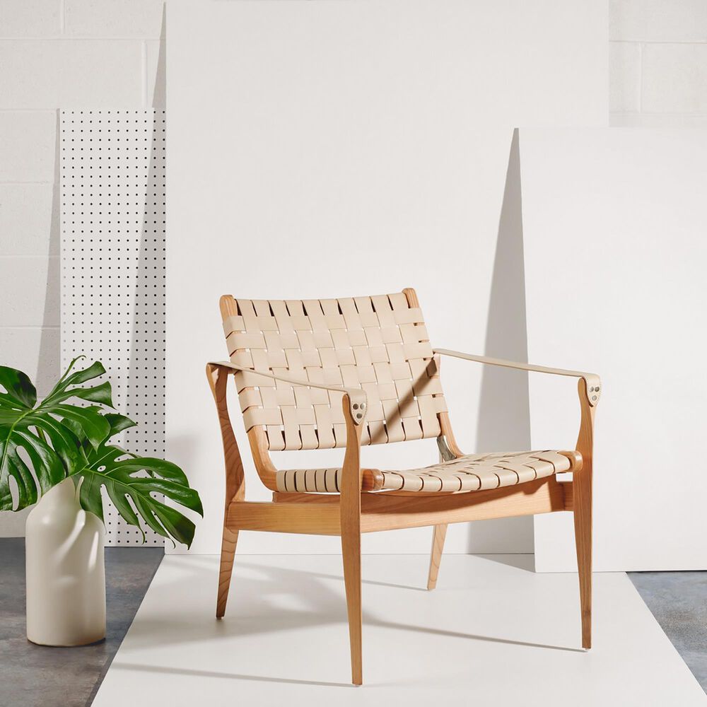 Safavieh Jessica Leather Safari Chair in White, , large
