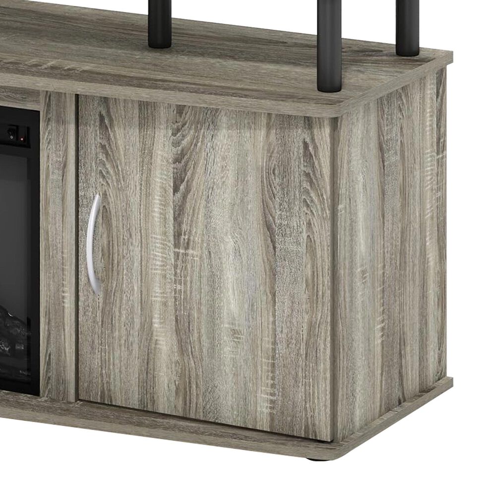 HOMLUX 47" TV Stand with Electric Fireplace and 2 Doors in French Oak Grey and Black, , large