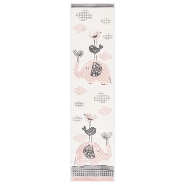 Safavieh Carousel CRK127 2" x 8" Pink and Ivory Kids Runner, , large