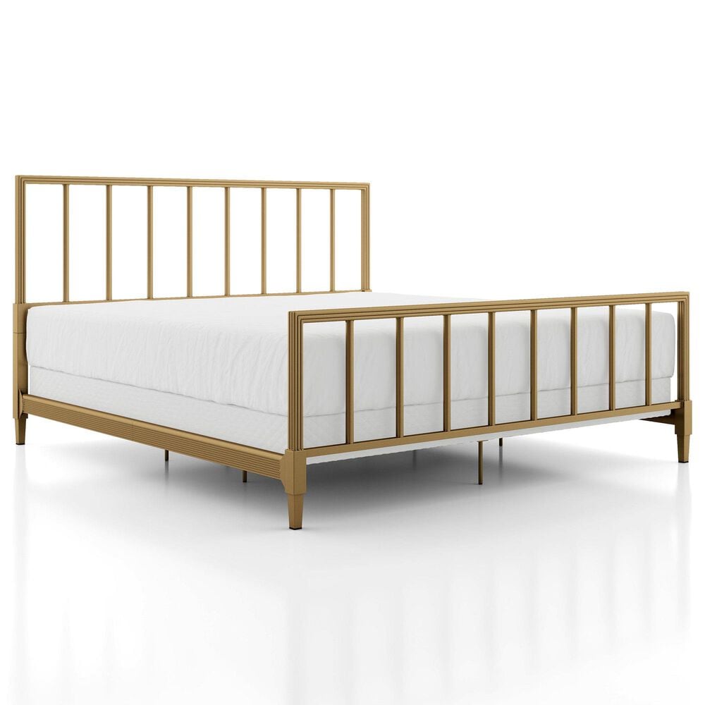 Furniture of America Blair King Slat Bed in Gold, , large