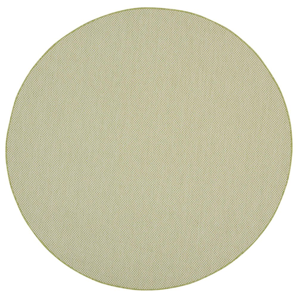 Nourison Courtyard Ivory and Green 6" Round Indoor/Outdoor Area Rug, , large