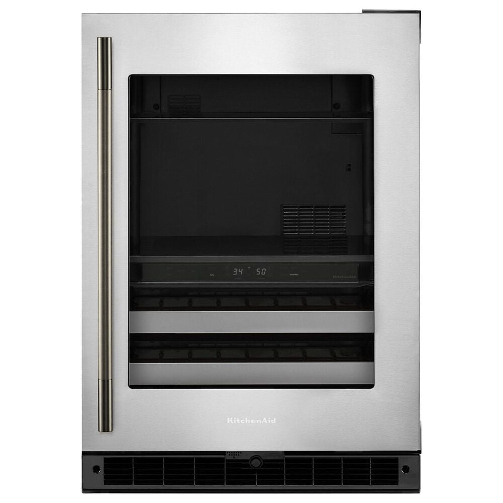 KitchenAid 4.8 Cu. Ft. Right Hinge Beverage Center with Metal Front Racks in Black and Stainless Steel, , large