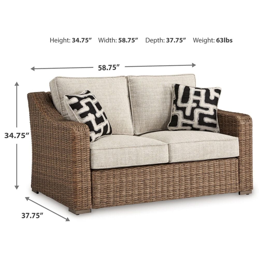 Ashley Beachcroft Patio Loveseat in Beige, , large