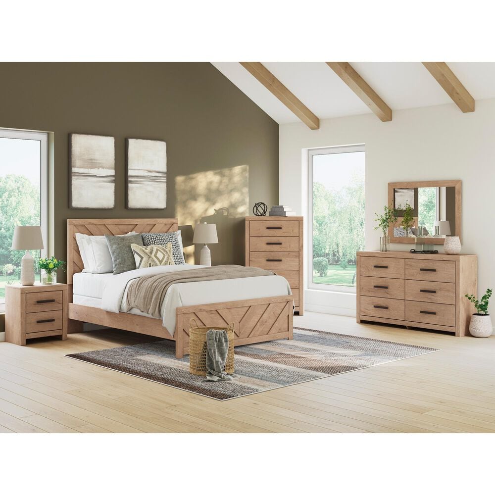 Ashley Sanginlane Dresser Mirror in Light Oak, , large