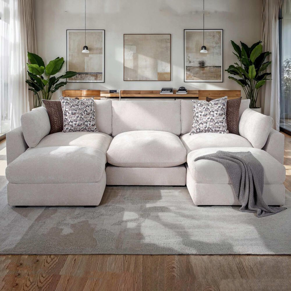 Moore Furniture Pollock 5-Piece Stationary Symmetrical Sectional in Linwood Linen, , large