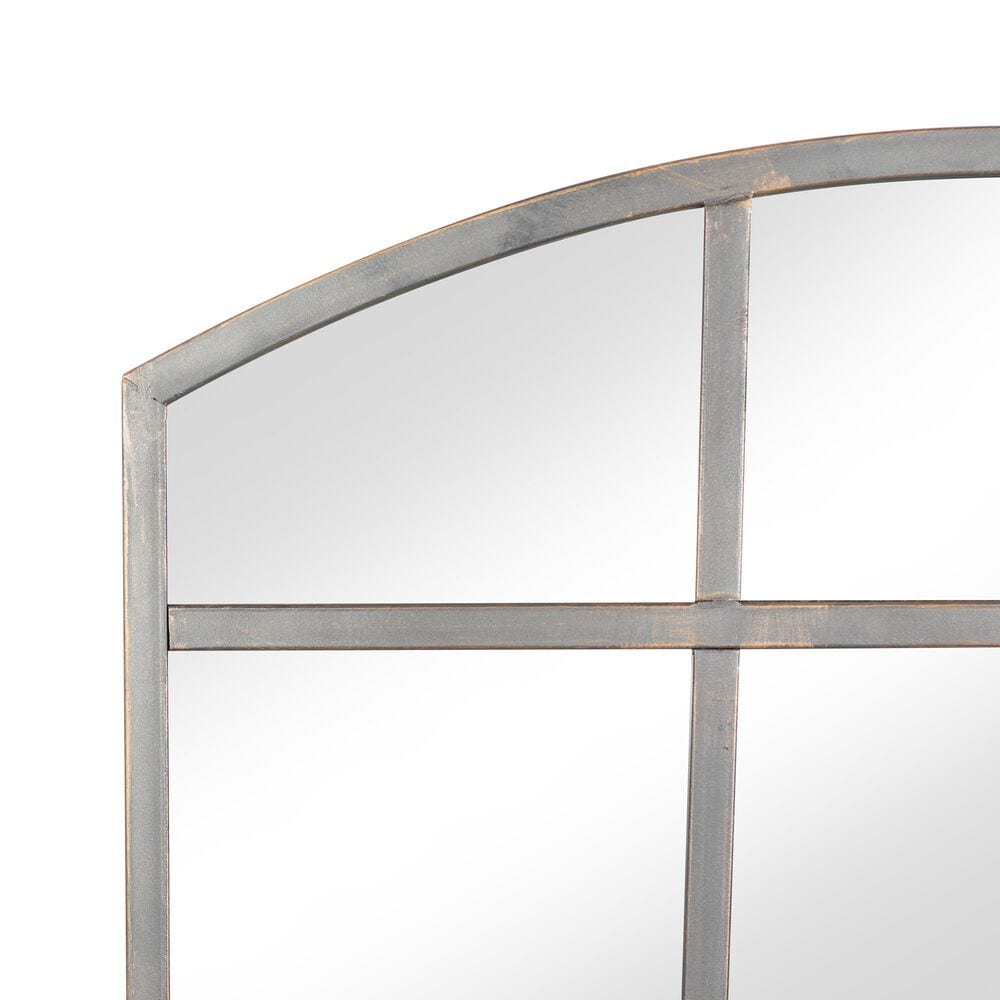 Maple and Jade 40&quot; x 30&quot; Arched Window Pane Wall Mirror in Matte Black, , large