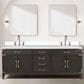 Lexora Home Laurel 84" Double Bathroom Vanity in Brown Oak with White Quartz Top and Rectangular Sinks, , large
