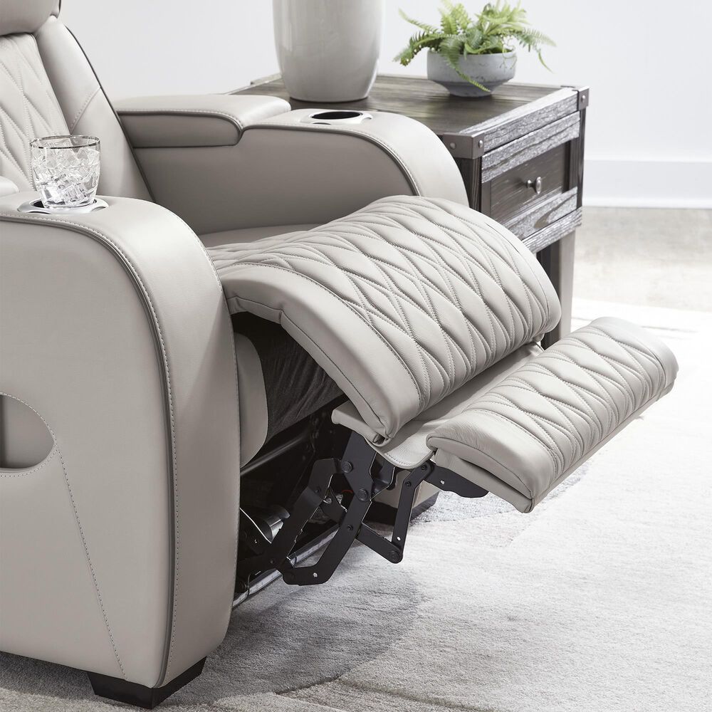 Ashley Boyington Leather Power Recliner in Gray, , large