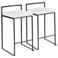 Lumisource Fuji Stackable Counter Stool with White Faux Leather Cushion in Black (Set of 2), , large