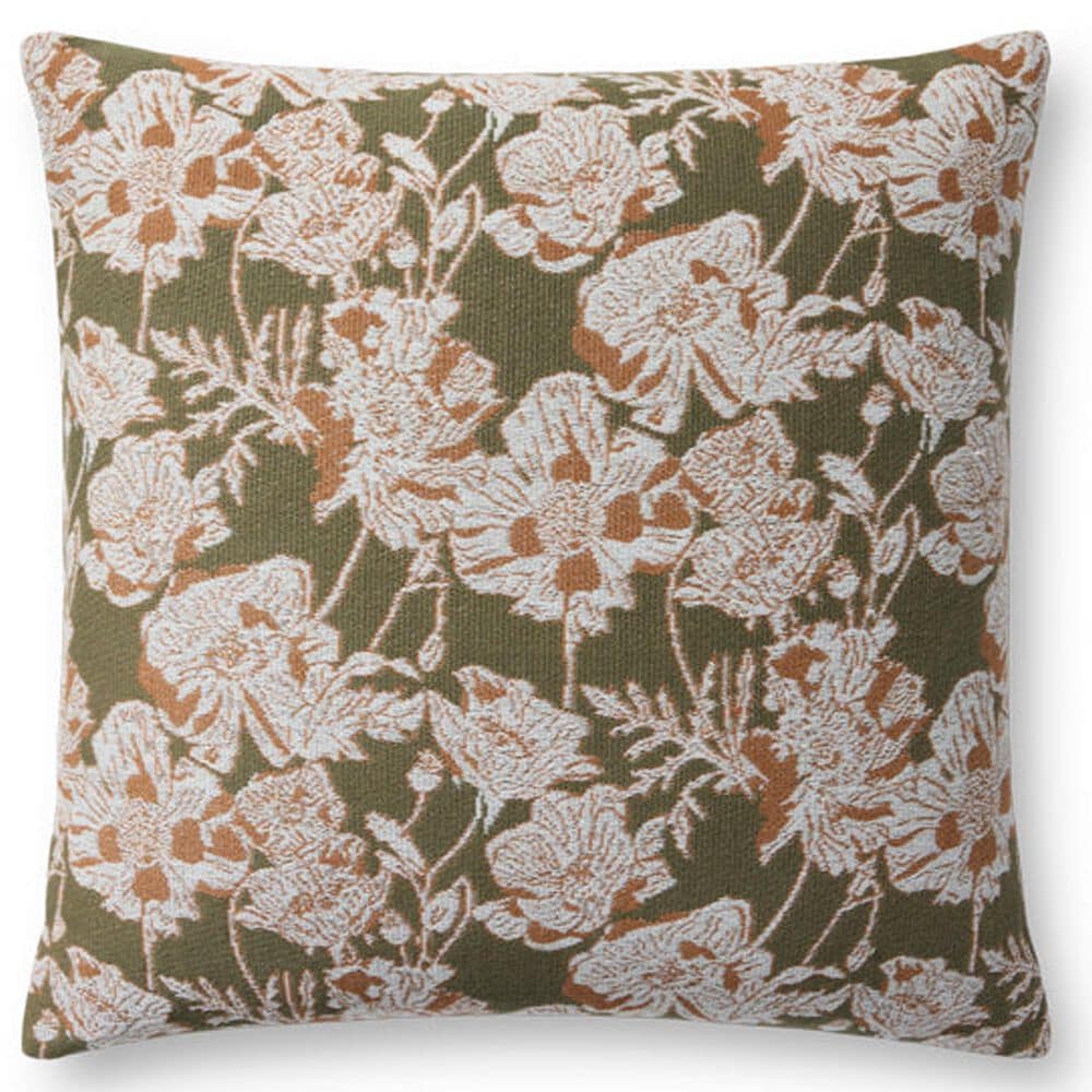Loloi Matilda 18" Square Throw Pillow in Olive, Orange and Beige, , large