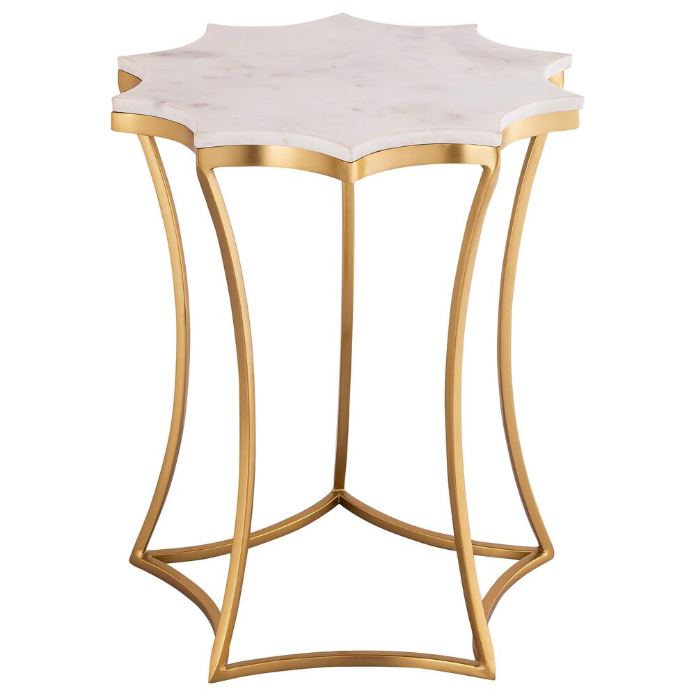 Tov Furniture Camilla Side Table in White Marble and Gold Nebraska