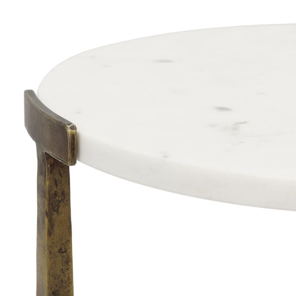 Mercana Atticus 2-Piece Nesting Accent Table Set in Antiqued Gold and White, , large