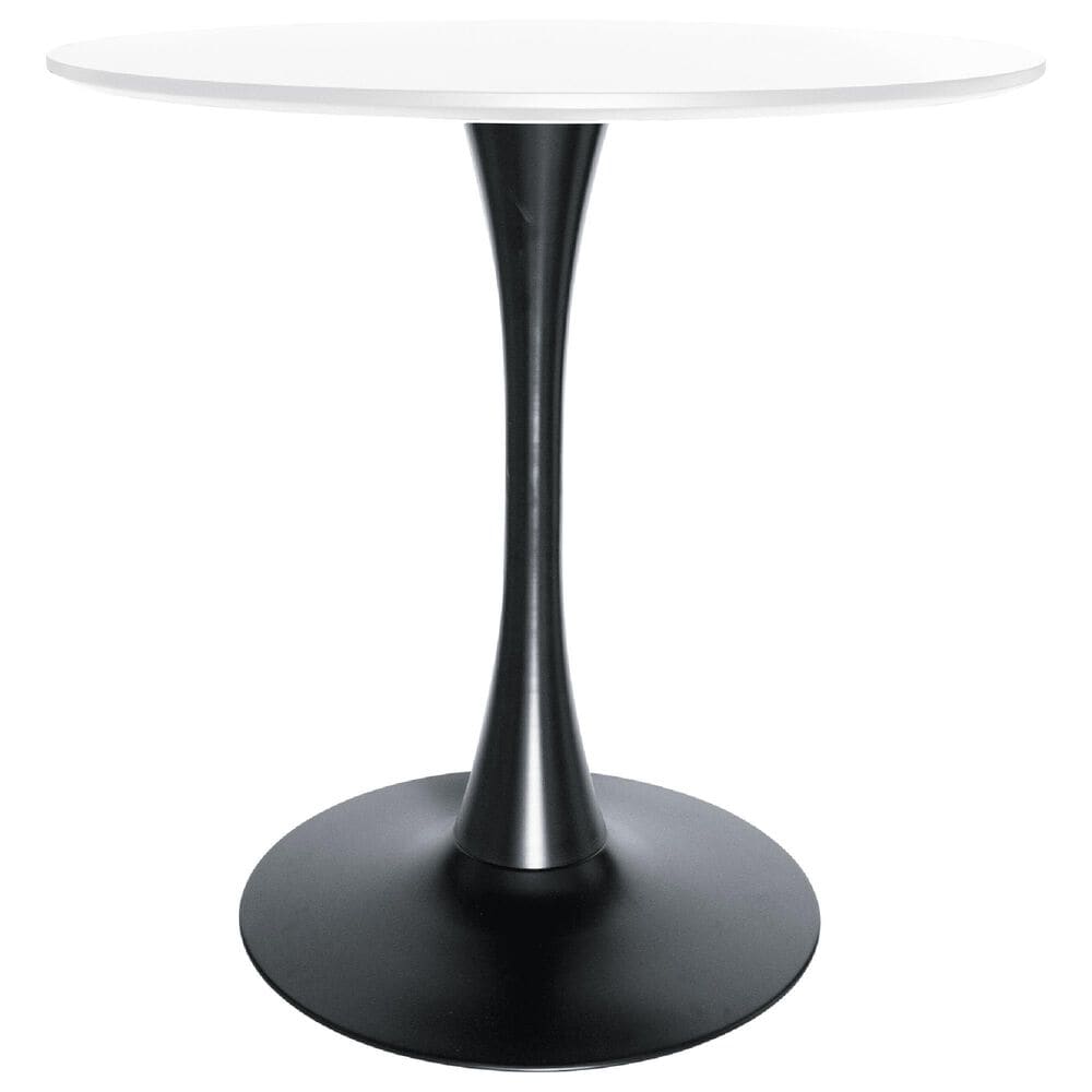 Leisuremod Bristol 24&quot; Round Dining Table with MDF Top in Black and White - Table Only, , large