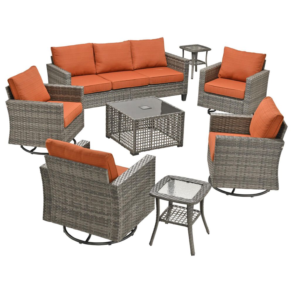 HOMLUX 8-Piece Outdoor Patio Furniture Set in Orange, , large