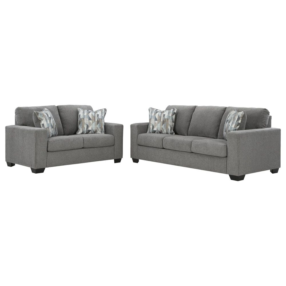Ashley Deltona Stationary Sofa and Loveseat Set in Graphite, , large