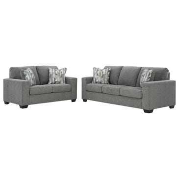 Ashley Deltona Stationary Sofa and Loveseat Set in Graphite, , large