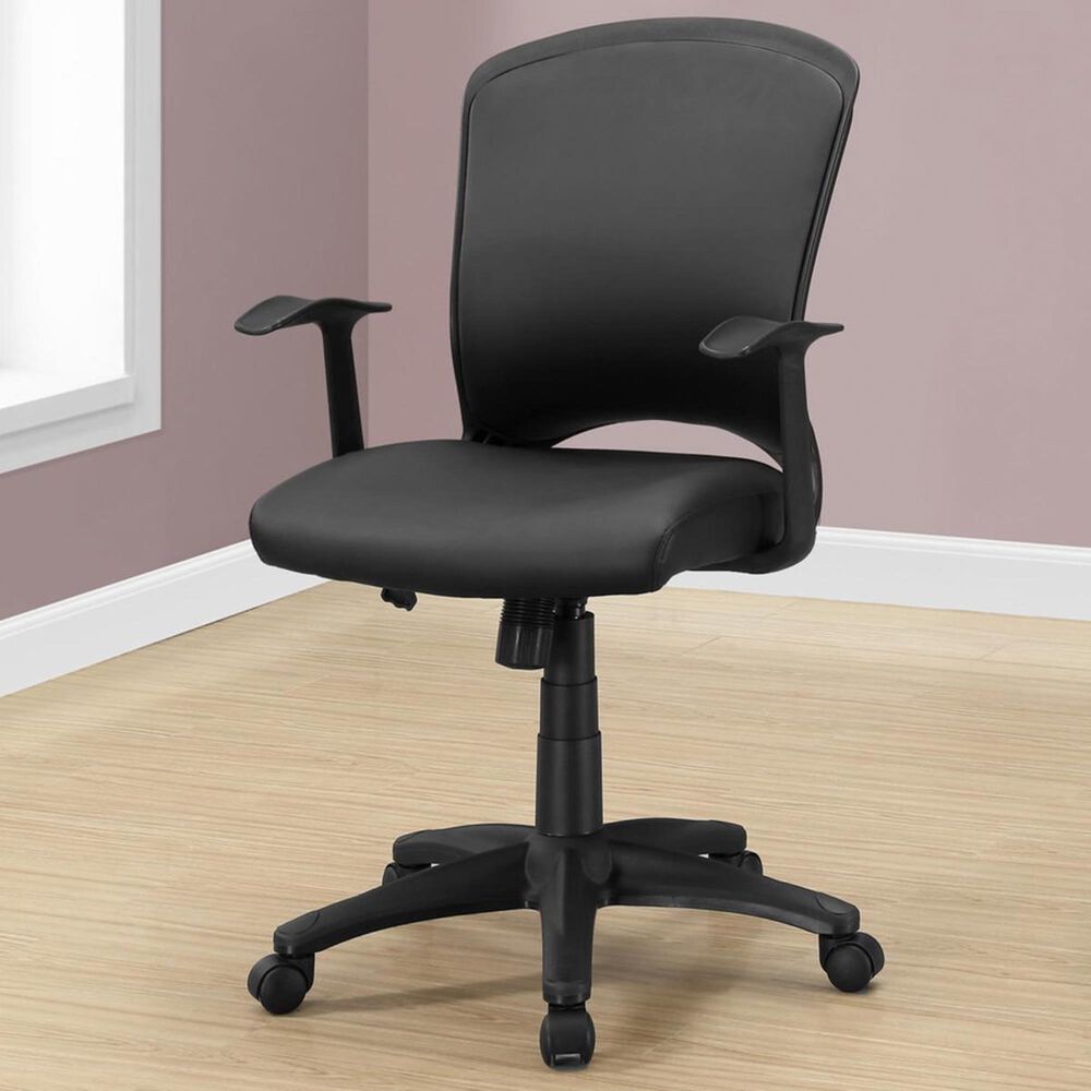 Monarch Specialties Office Chair in Black Leather-Look, , large