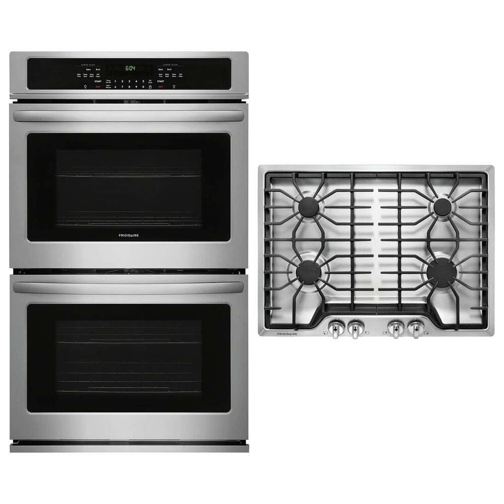 Frigidaire 2-Piece Kitchen Package with 30" Double Wall Oven and Gas Cooktop in Stainless Steel, , large
