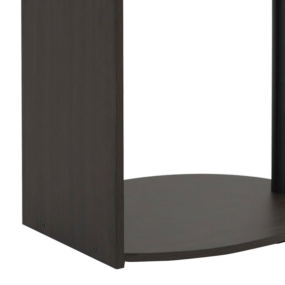 HOMLUX Oval End Table with Bookshelf in Walnut and Black, , large