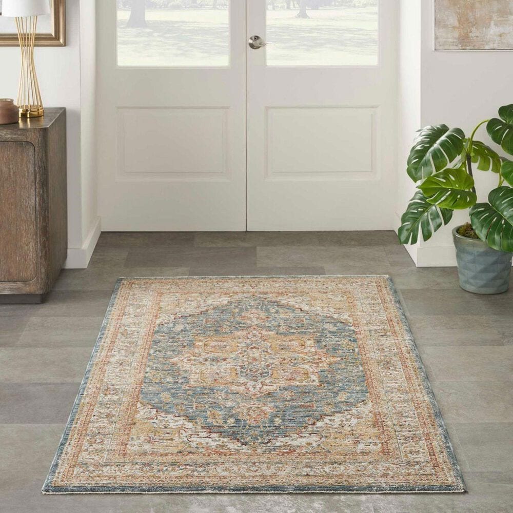 Nourison Sahar 7&#39;10&quot; x 10&#39;4&quot; Ivory and Blue Area Rug, , large