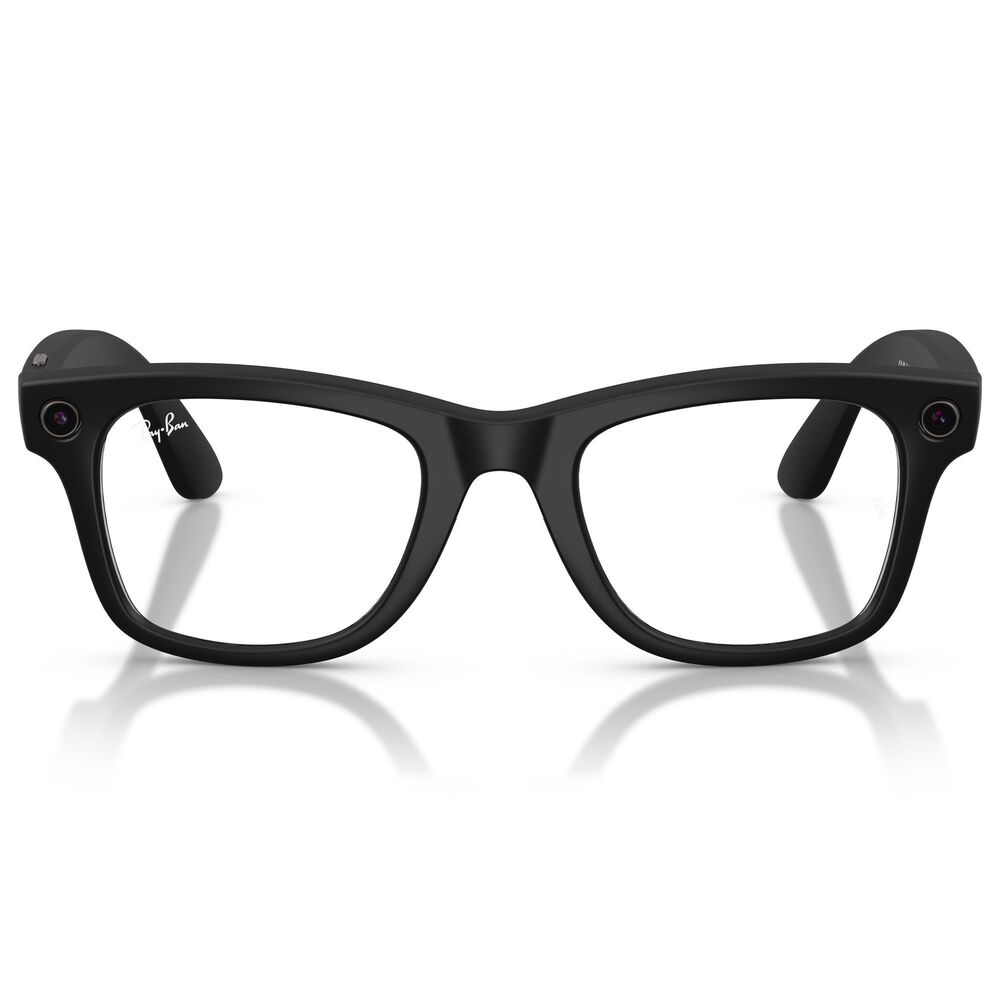 Rayban Glasses Wayfarer Gen 2 53mm Sunglasses with Clear Lenses in Matte Black, , large