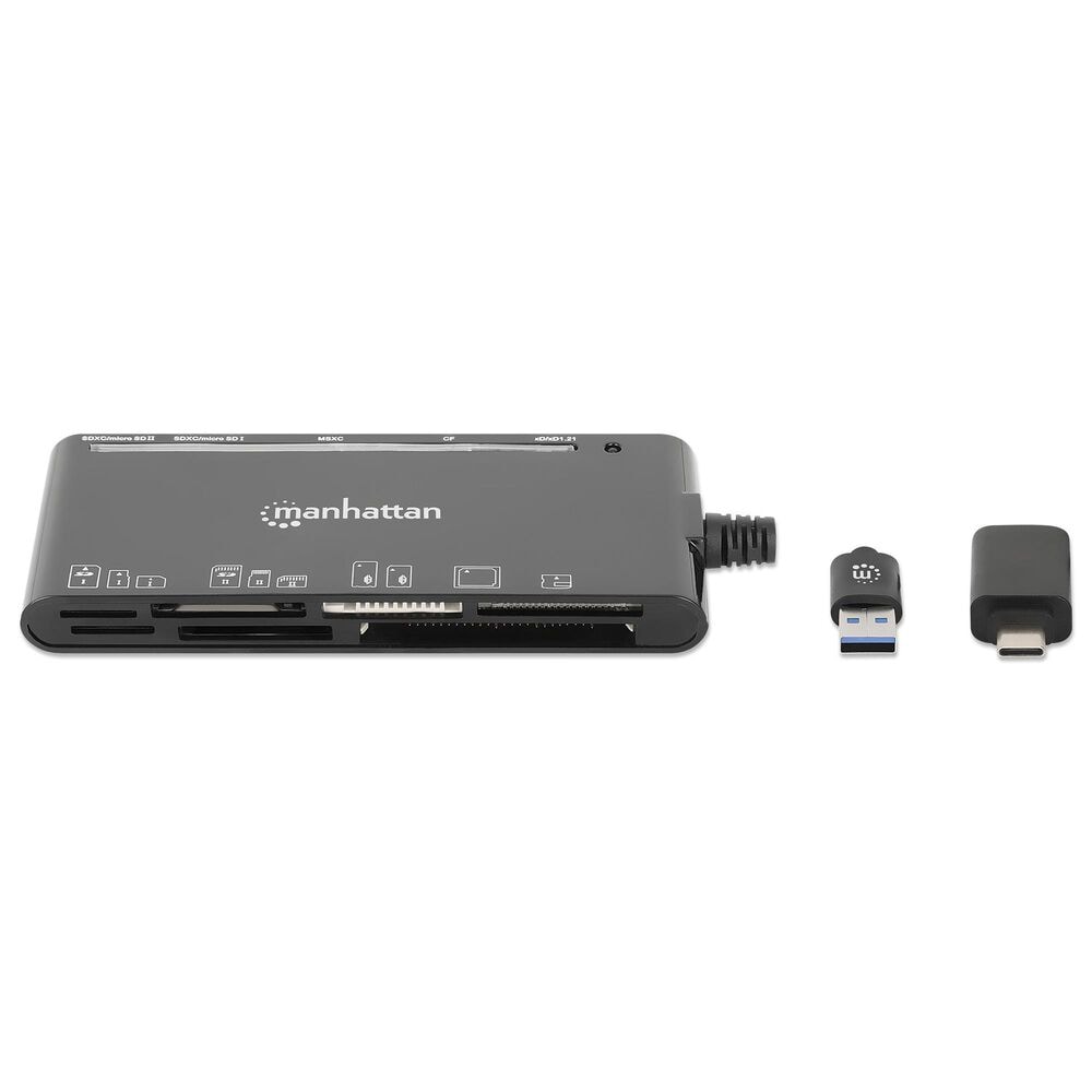 Manhattan USB 3.0 Type-C/Type-A Combo Multi-Card Reader/Writer in Black, , large