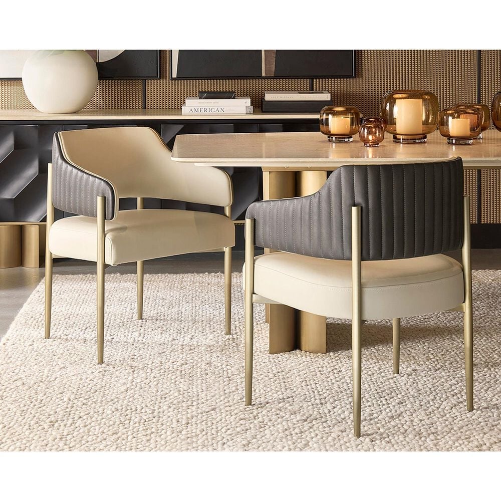Club Collection By Sunpan Tova Arm Chair in Dillon Cream and Bravo Ash, , large
