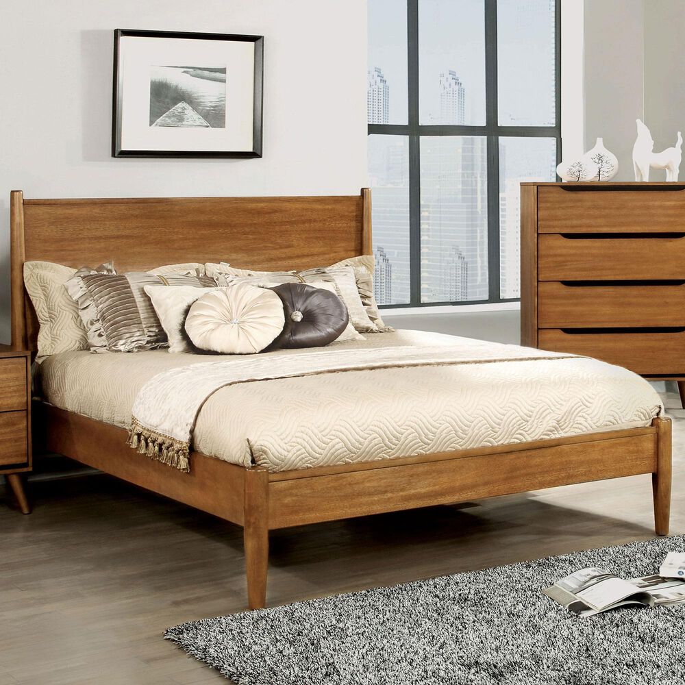 Furniture of America Ruiz Queen Platform Bed in Oak, , large