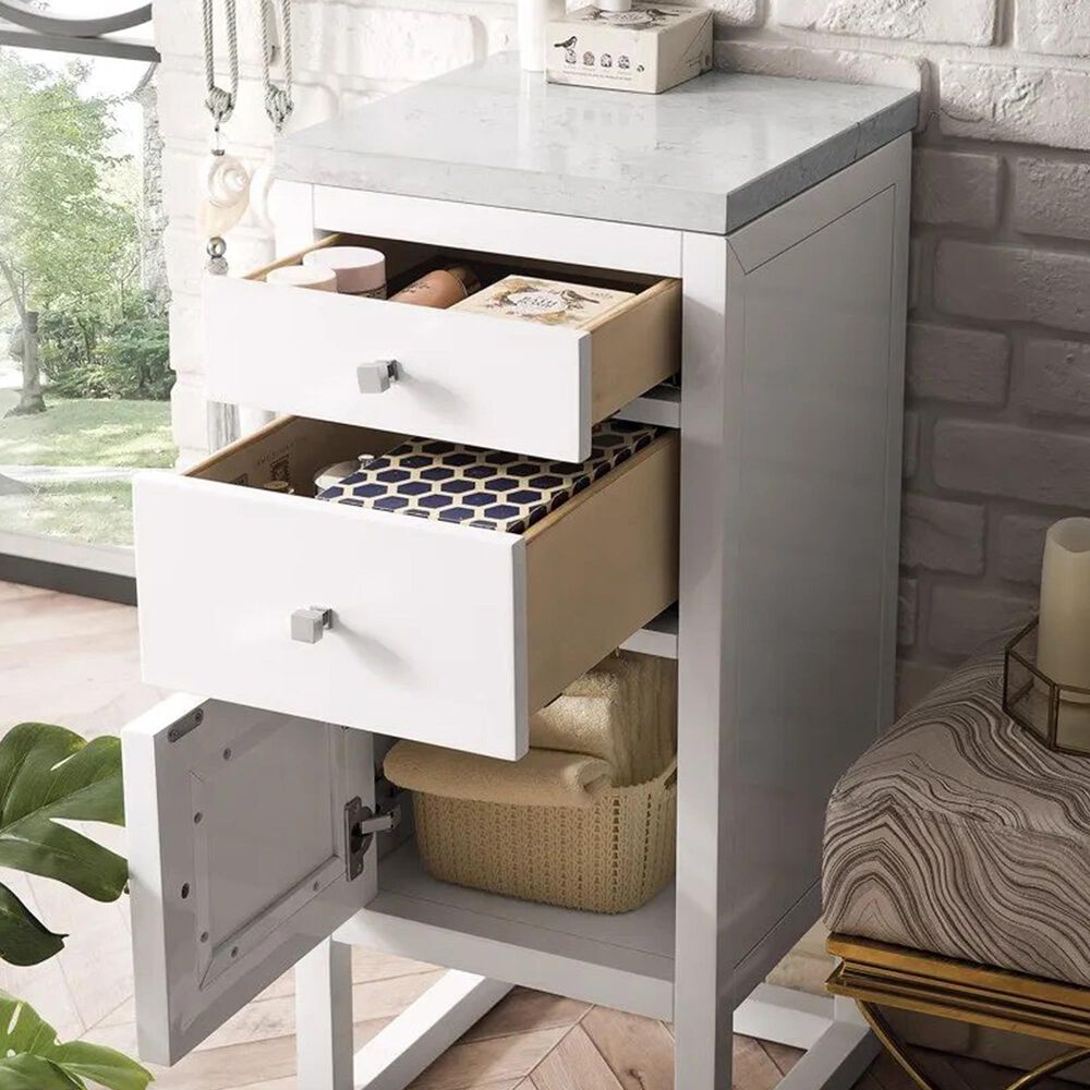 James Martin Vanities Athens 15&quot; Left Single Bathroom Vanity in Glossy White with 3 cm Arctic Fall Solid Surface Top and Rectangle Sink, , large