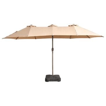 HOMLUX 15" Outdoor Market Umbrella with Sandbags Base in Khaki, , large
