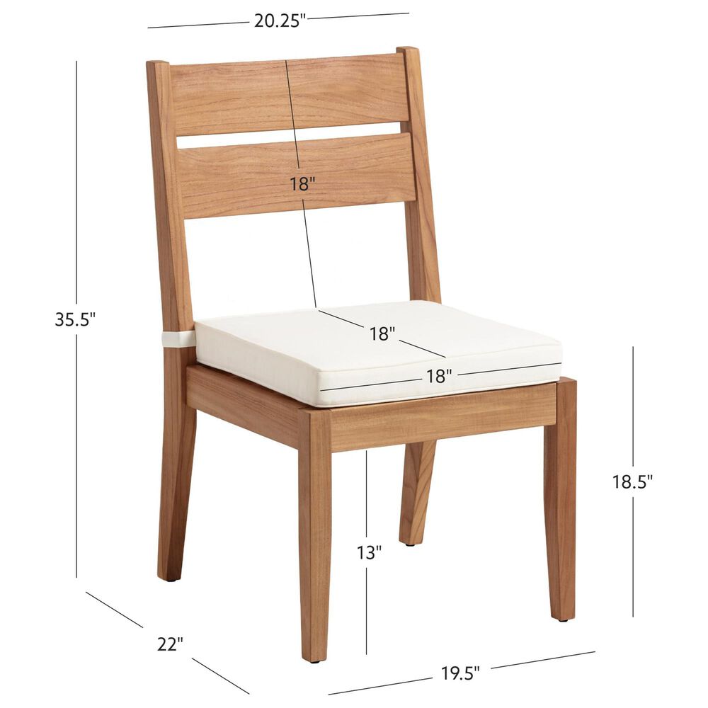 Linon Home Decor Carenen Patio Side Chair with Antique White Cushion in Natural (Set of 2), , large