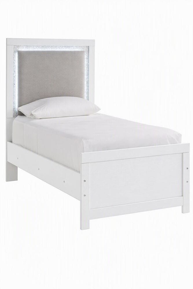 Ashley Maeling Twin Upholstered Panel Bed in White and Gray, , large