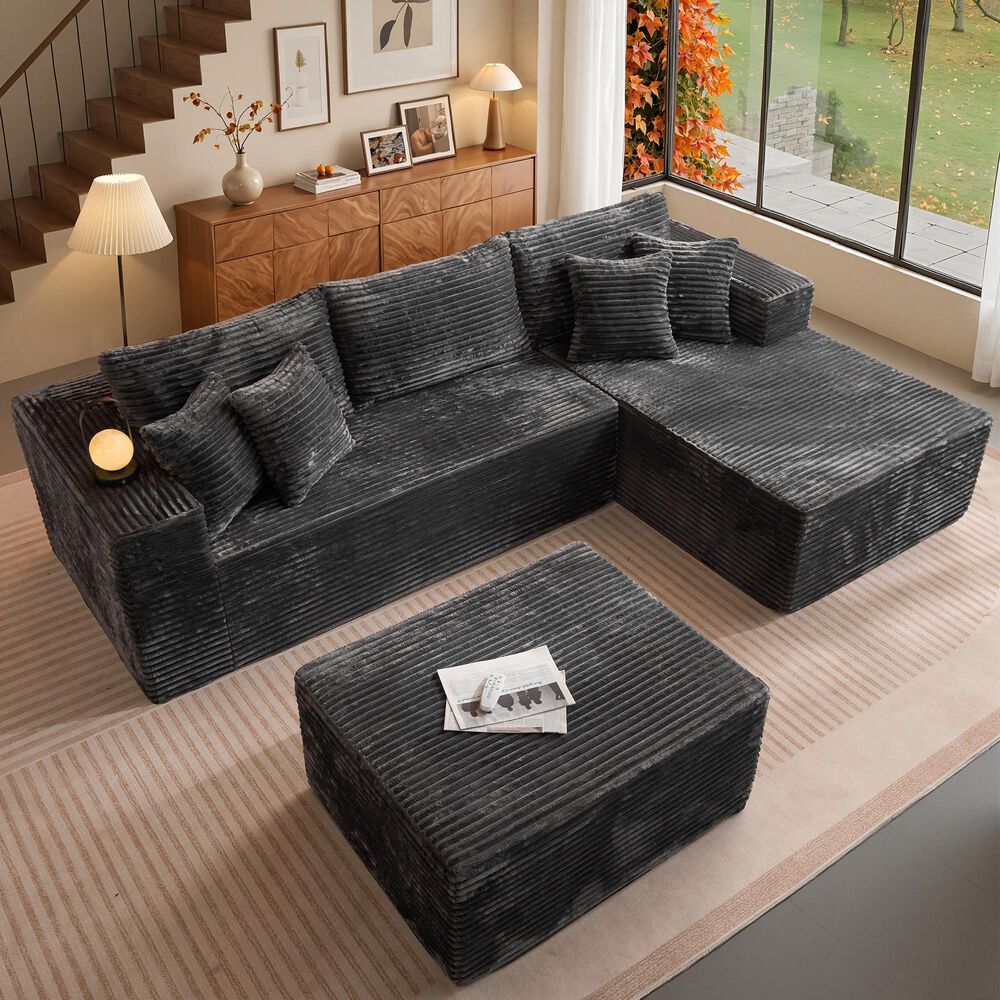 HOMLUX 108" Modular Sofa Set in Gray, , large