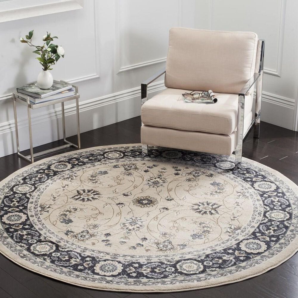 Safavieh Lyndhurst 7&#39; Round Light Beige and Anthracite Area Rug, , large