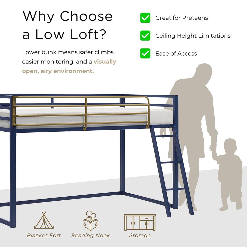 Furniture of America Haven Twin Loft Bed in Blue and Gold, , large
